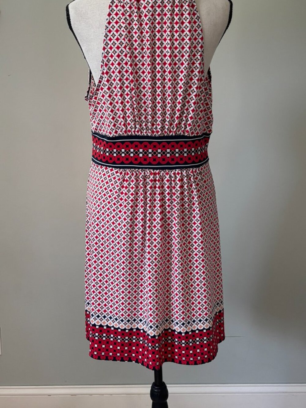 Max Studio Red Geometric Print Sleeveless Dress Medium Like New - Picture 3 of 6